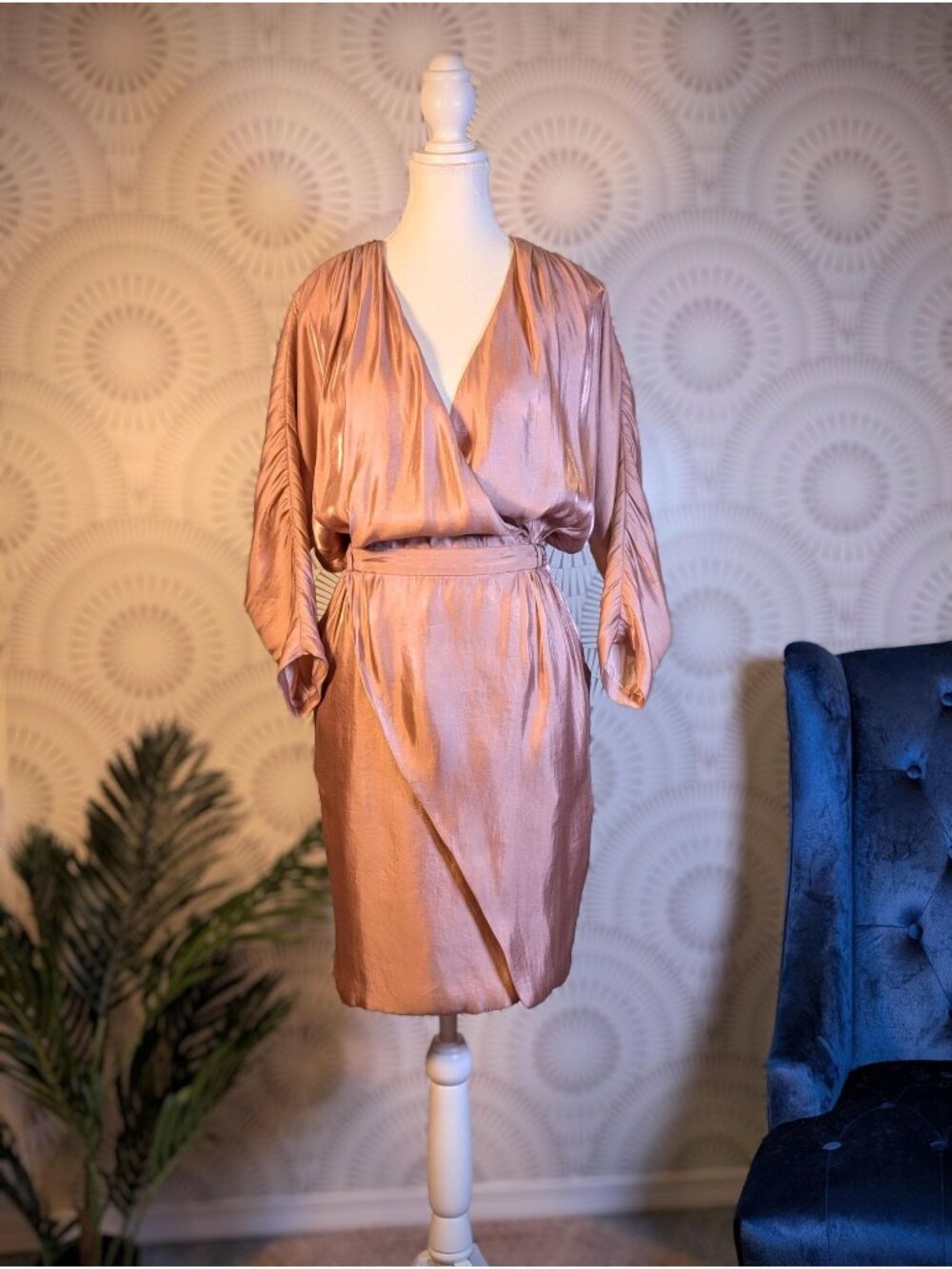 1970's Nina Ricci Blush Pink Silk Blouson Dress - Women's Size 40/8/M